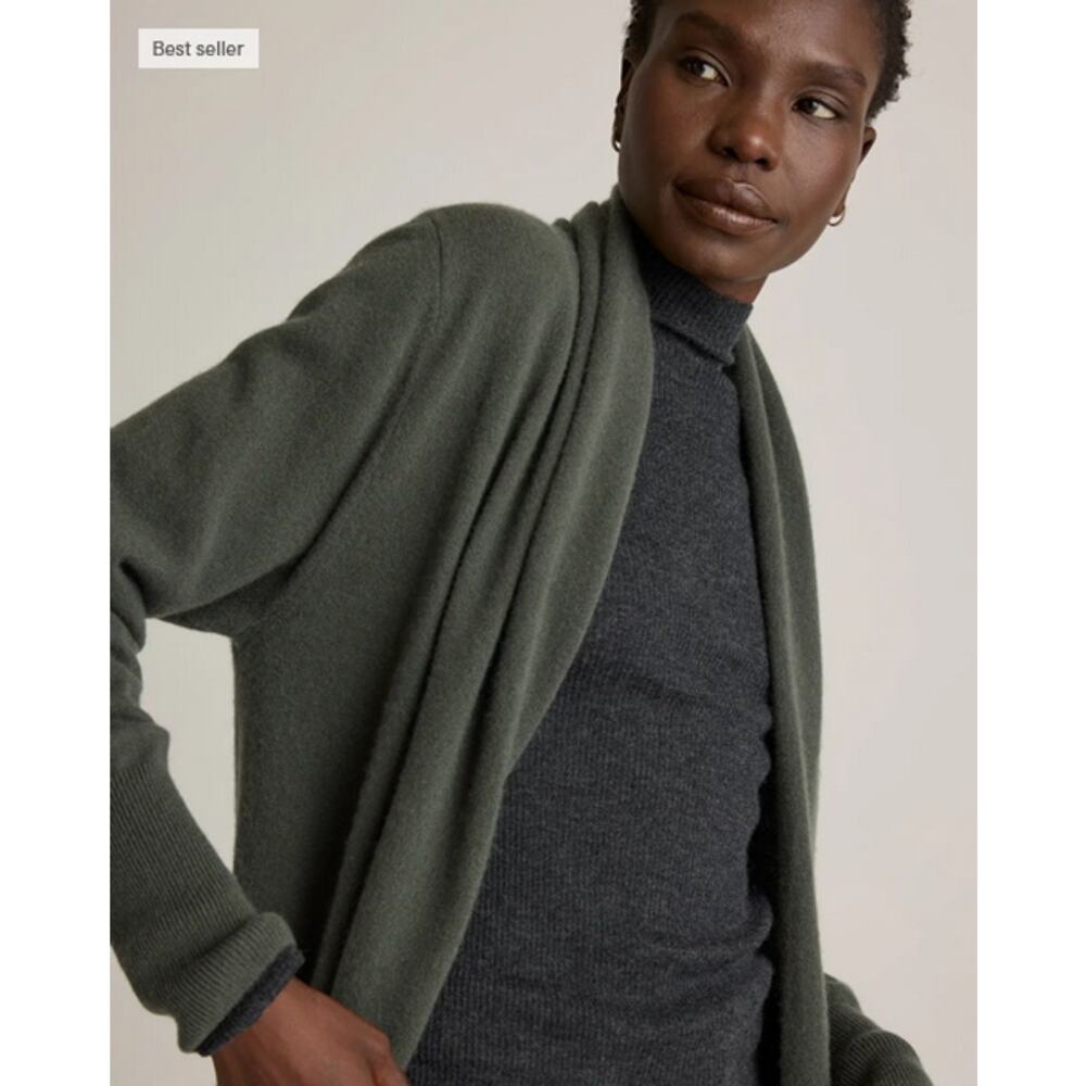 Quince Mongolian Cashmere Duster Cardigan Moss Size M NWT - Picture 3 of 8